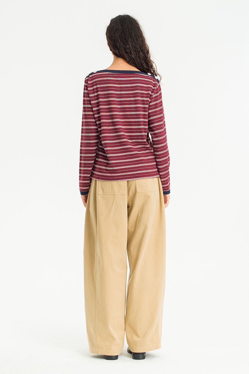 Day Stripe Tee, Burgundy