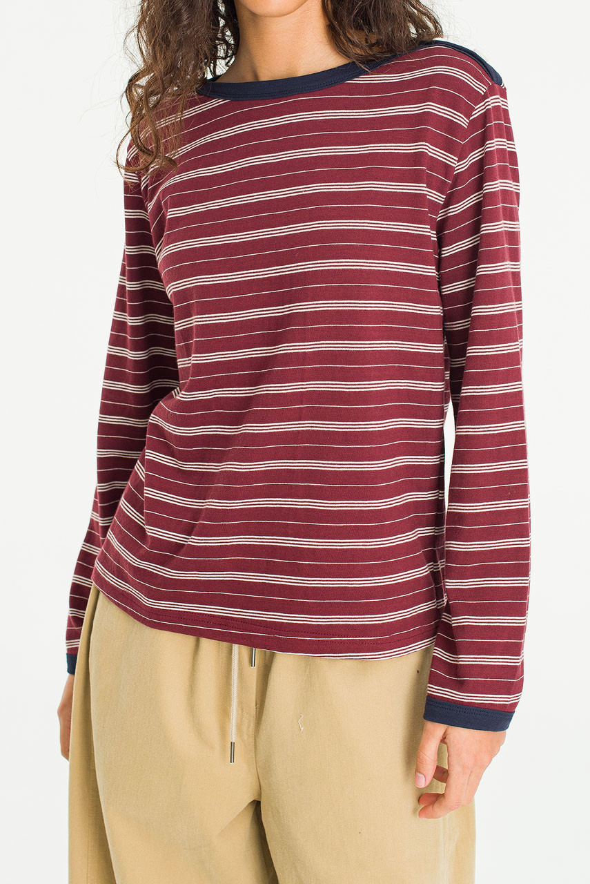 Day Stripe Tee, Burgundy