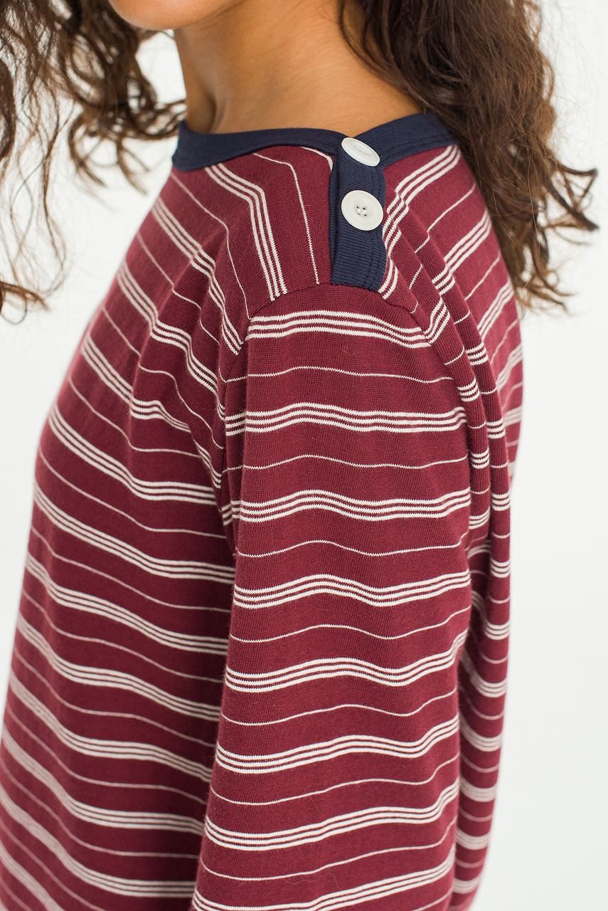 Day Stripe Tee, Burgundy