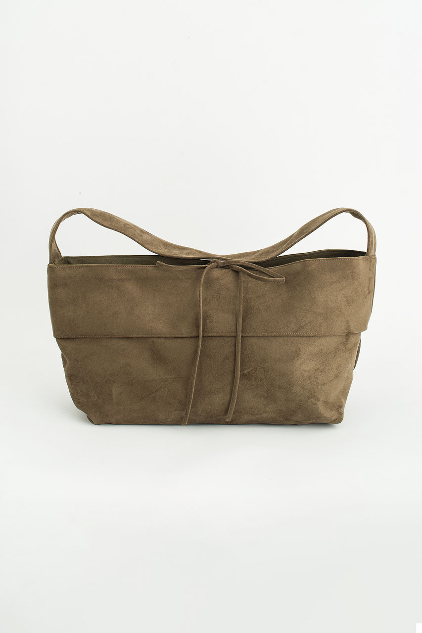 Faux Suede Square Bag, Khaki
