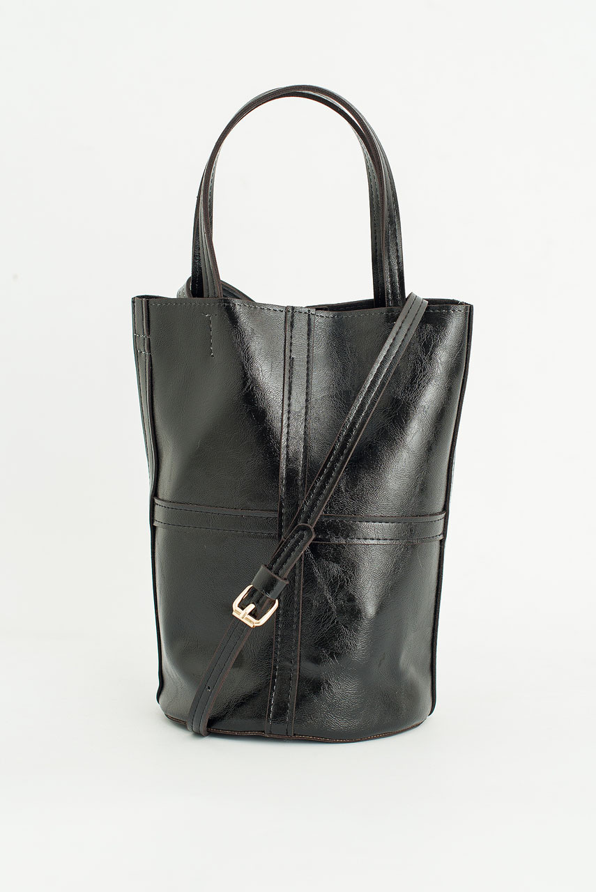 Luno Mini Bucket Bag, Black
