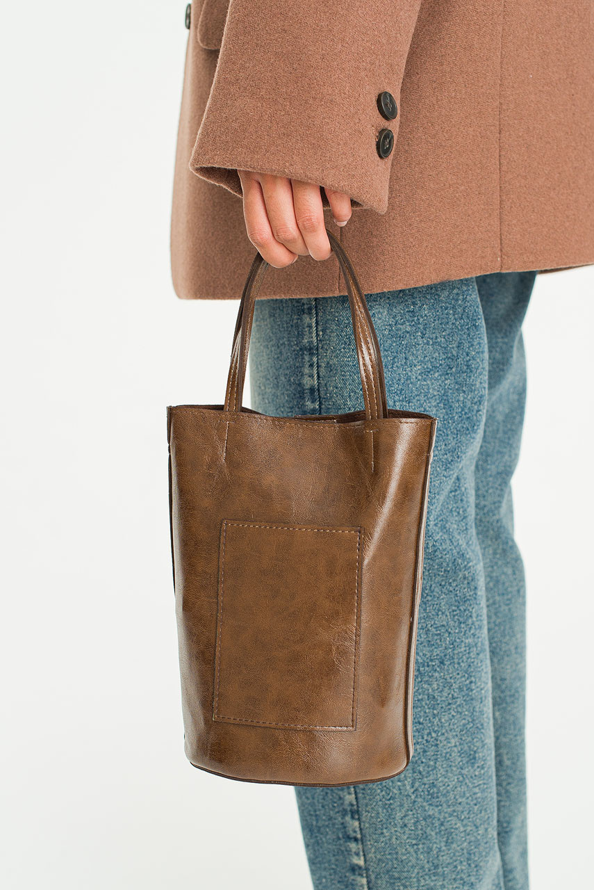 Luno Mini Bucket Bag, Brown