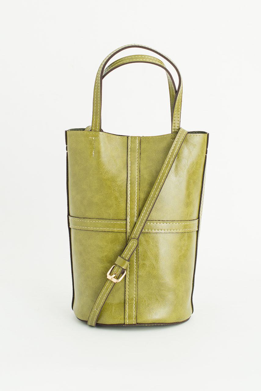 Luno Mini Bucket Bag, Olive