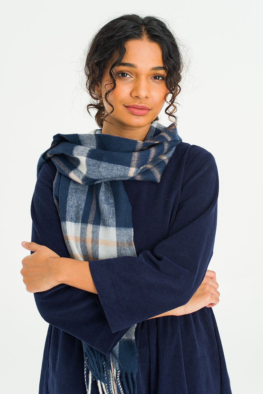 Tartan-Style Scarf, Navy