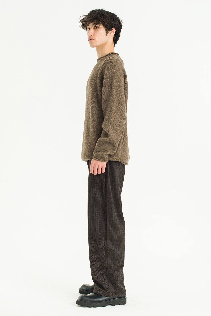 Boat Neck Wool Boxy Jumper, Brown