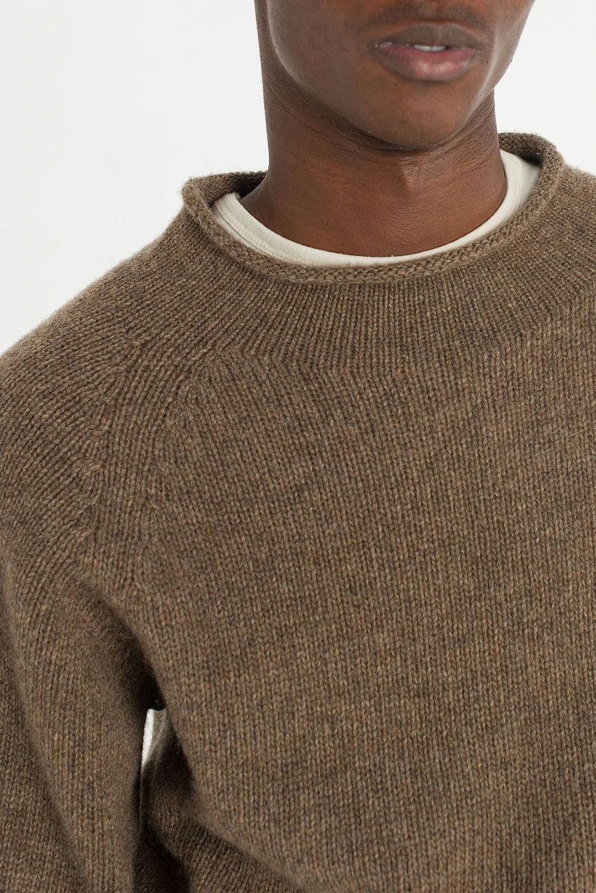 Menswear | Boat-Neck Wool Jumper, Brown