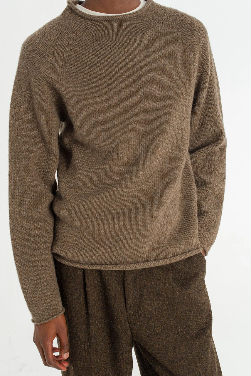 Menswear | Boat-Neck Wool Jumper, Brown