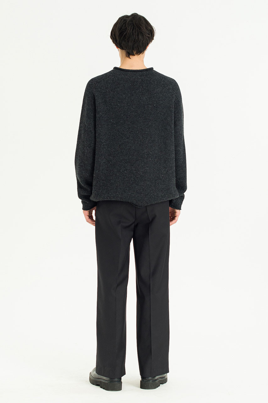 Menswear | Boat-Neck Wool Jumper, Charcoal