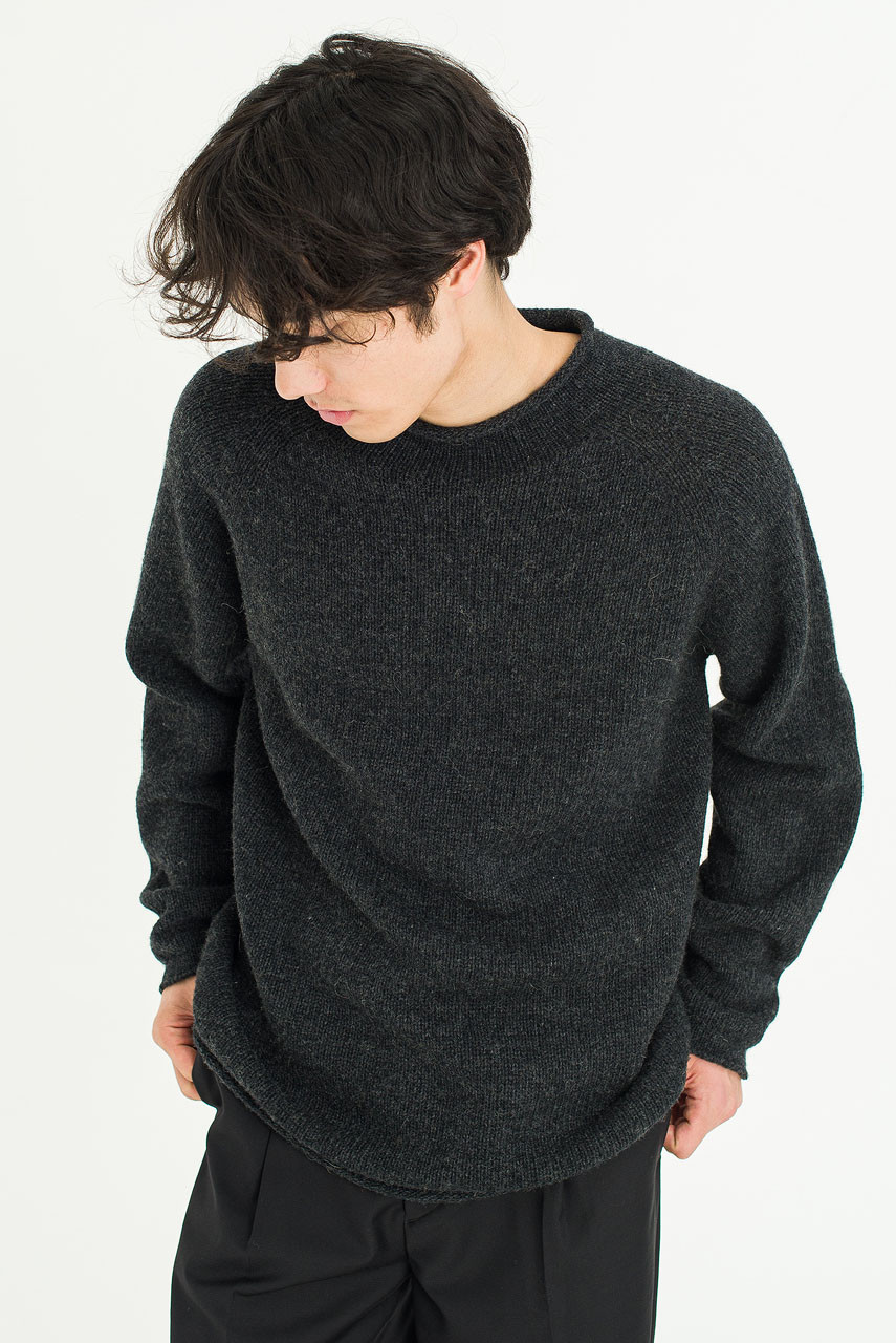 Menswear | Boat-Neck Wool Jumper, Charcoal