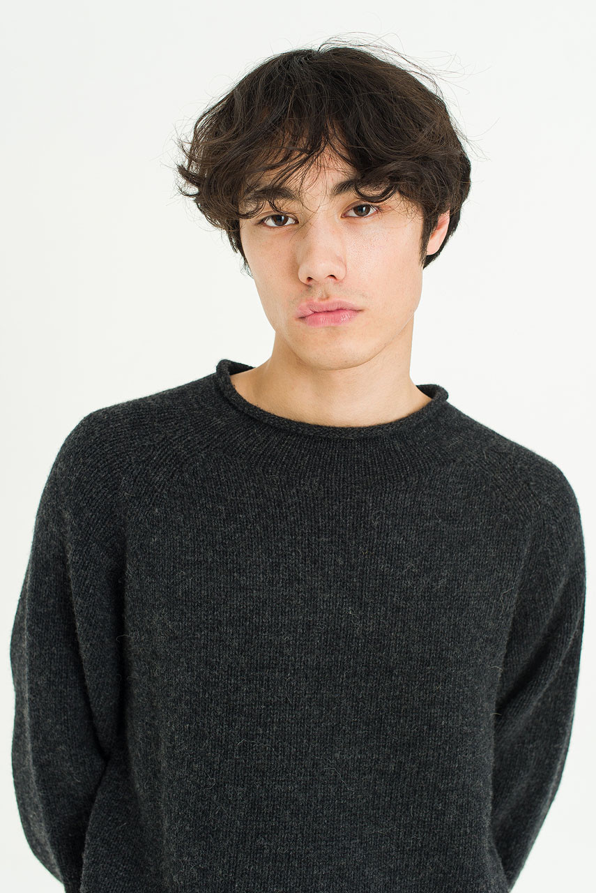 Menswear | Boat-Neck Wool Jumper, Charcoal