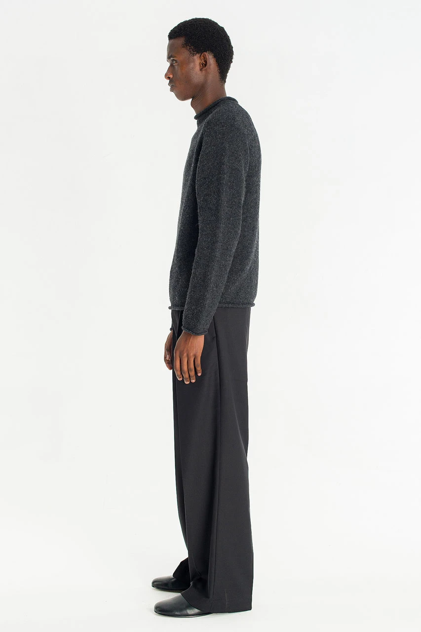 Menswear | Boat-Neck Wool Jumper, Charcoal