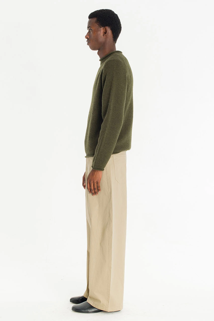 Menswear | Boat-Neck Wool Jumper, Khaki
