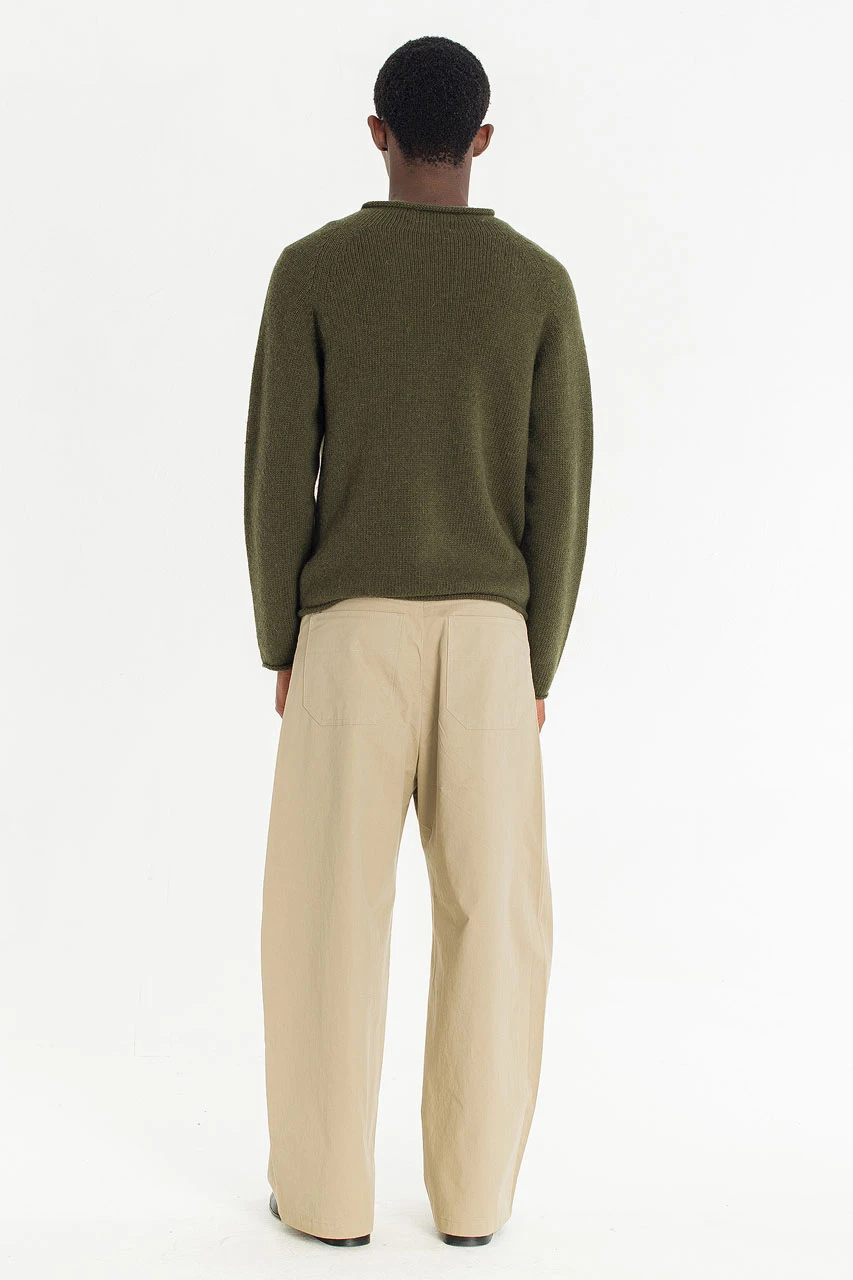 Menswear | Boat-Neck Wool Jumper, Khaki