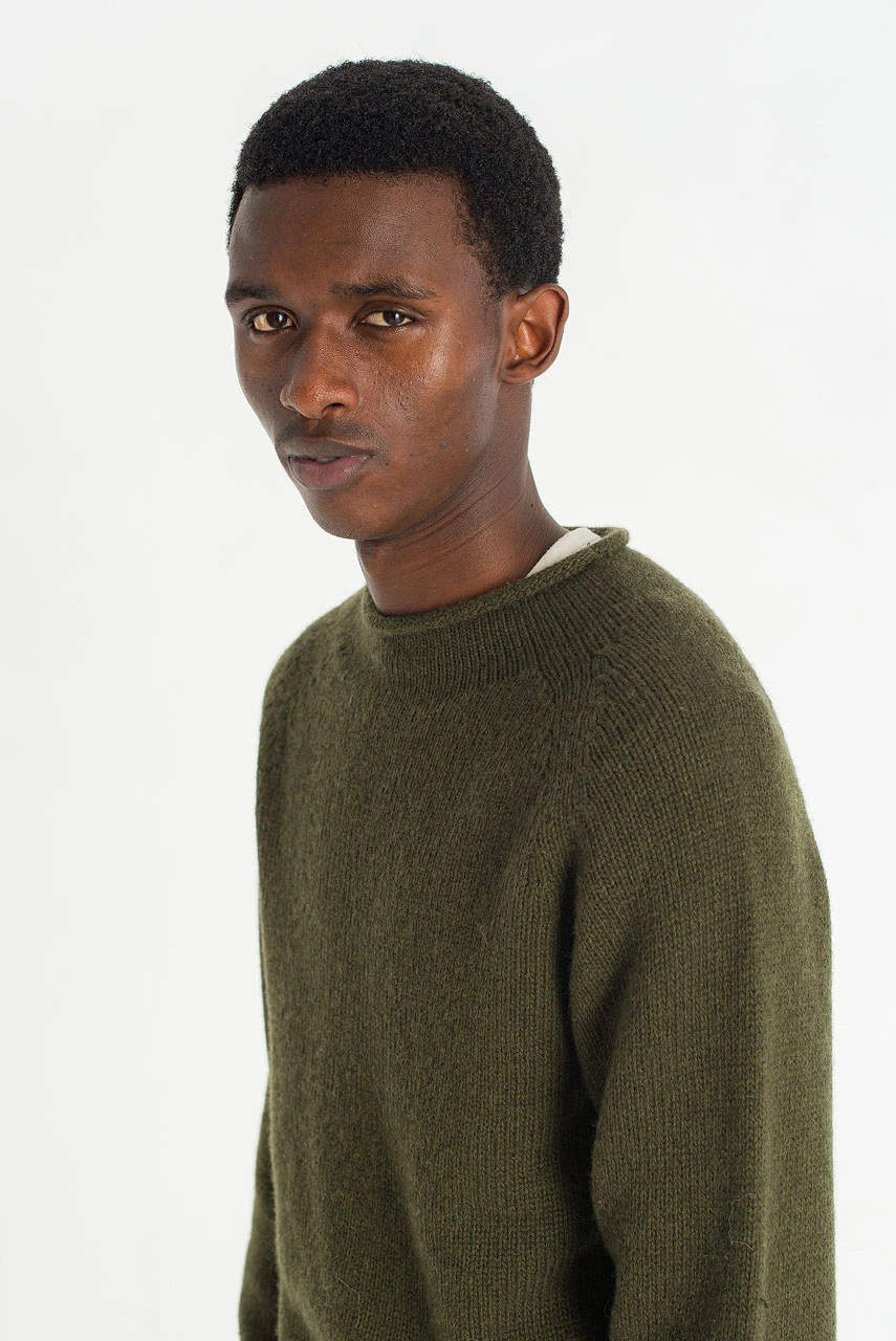 Menswear | Boat-Neck Wool Jumper, Khaki