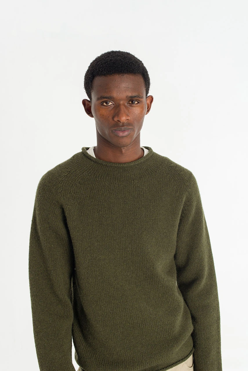 Menswear | Boat-Neck Wool Jumper, Khaki