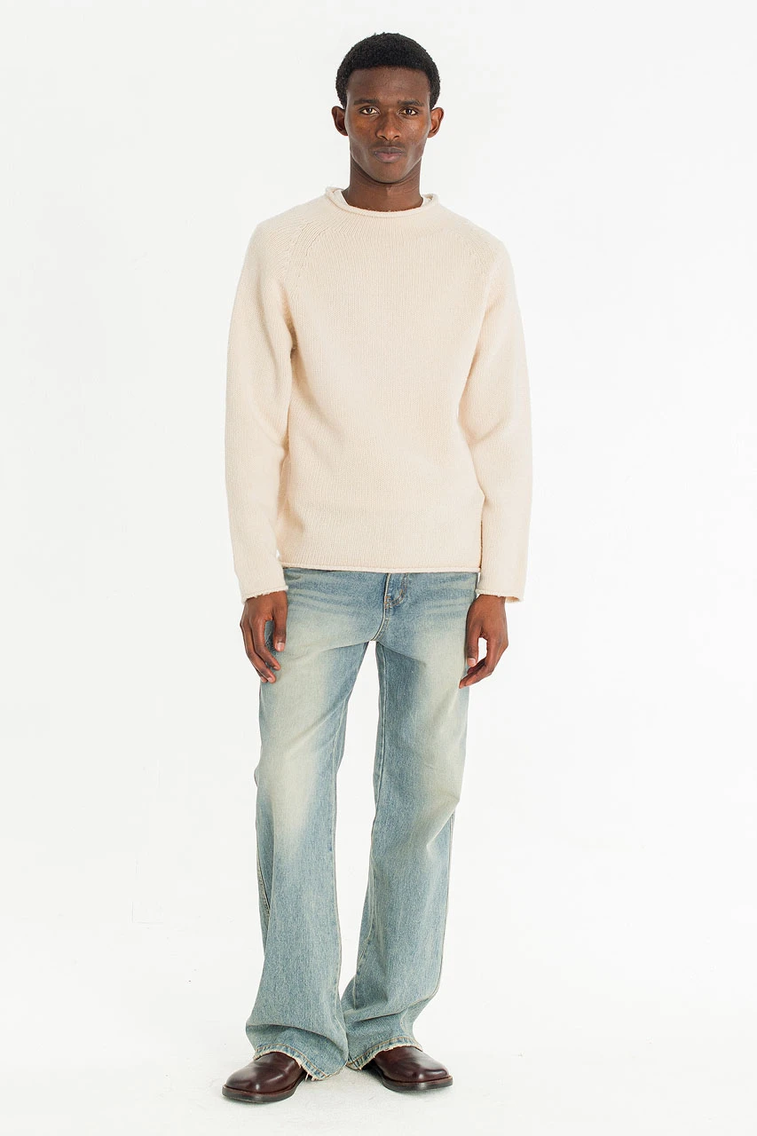 Menswear | Boat-Neck Wool Jumper, Cream