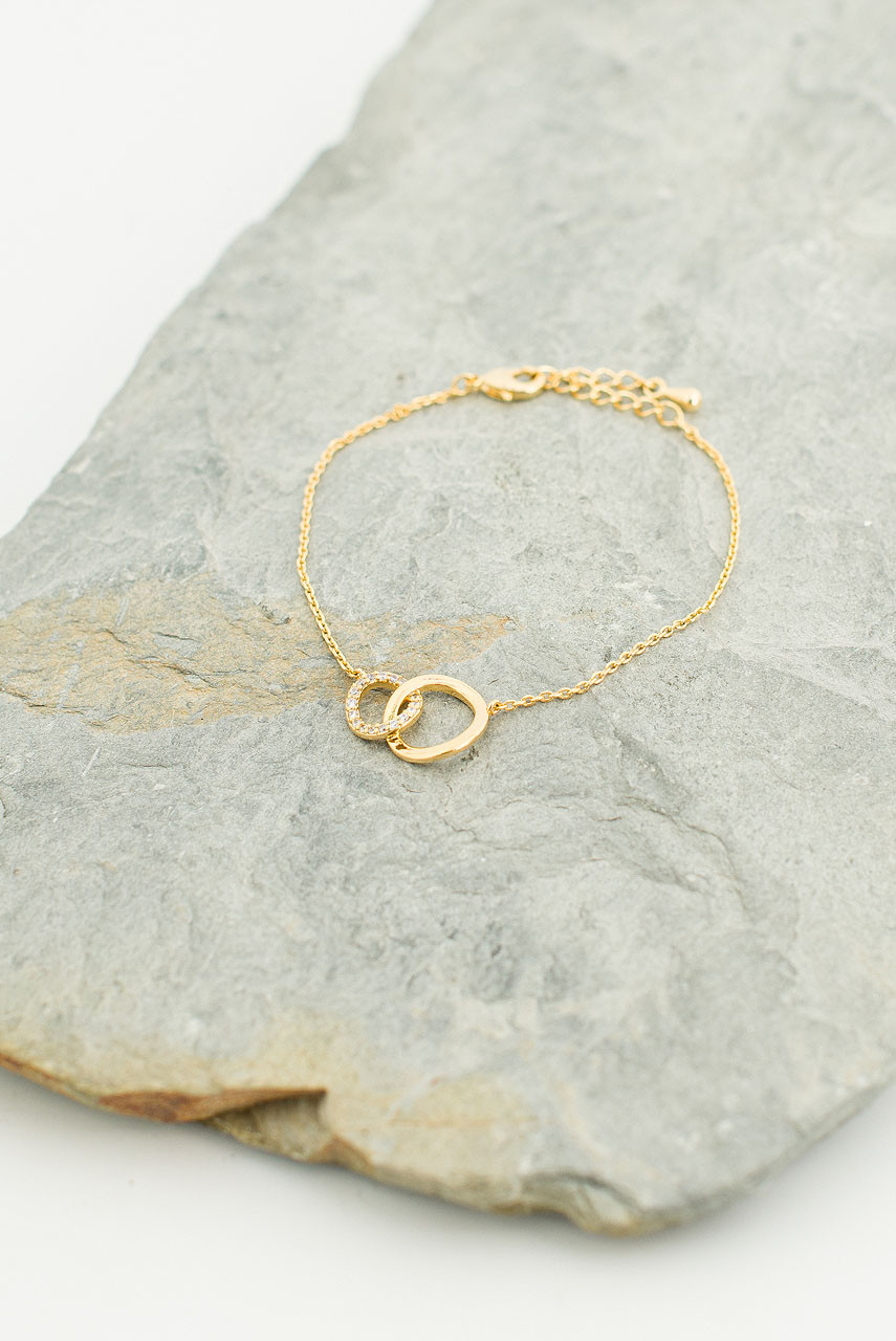 Twin Circle Bracelet, Gold Plated