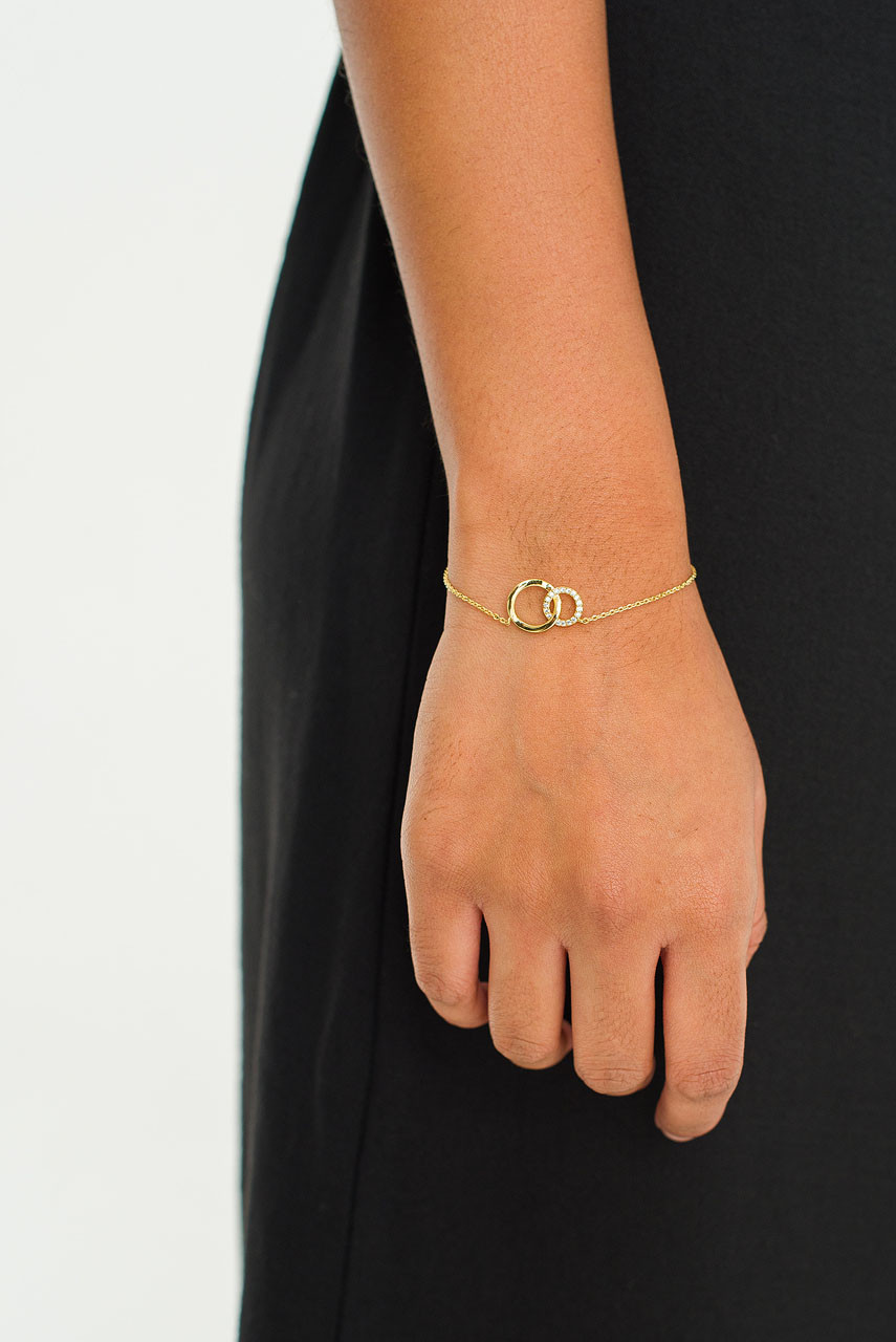 Twin Circle Bracelet, Gold Plated