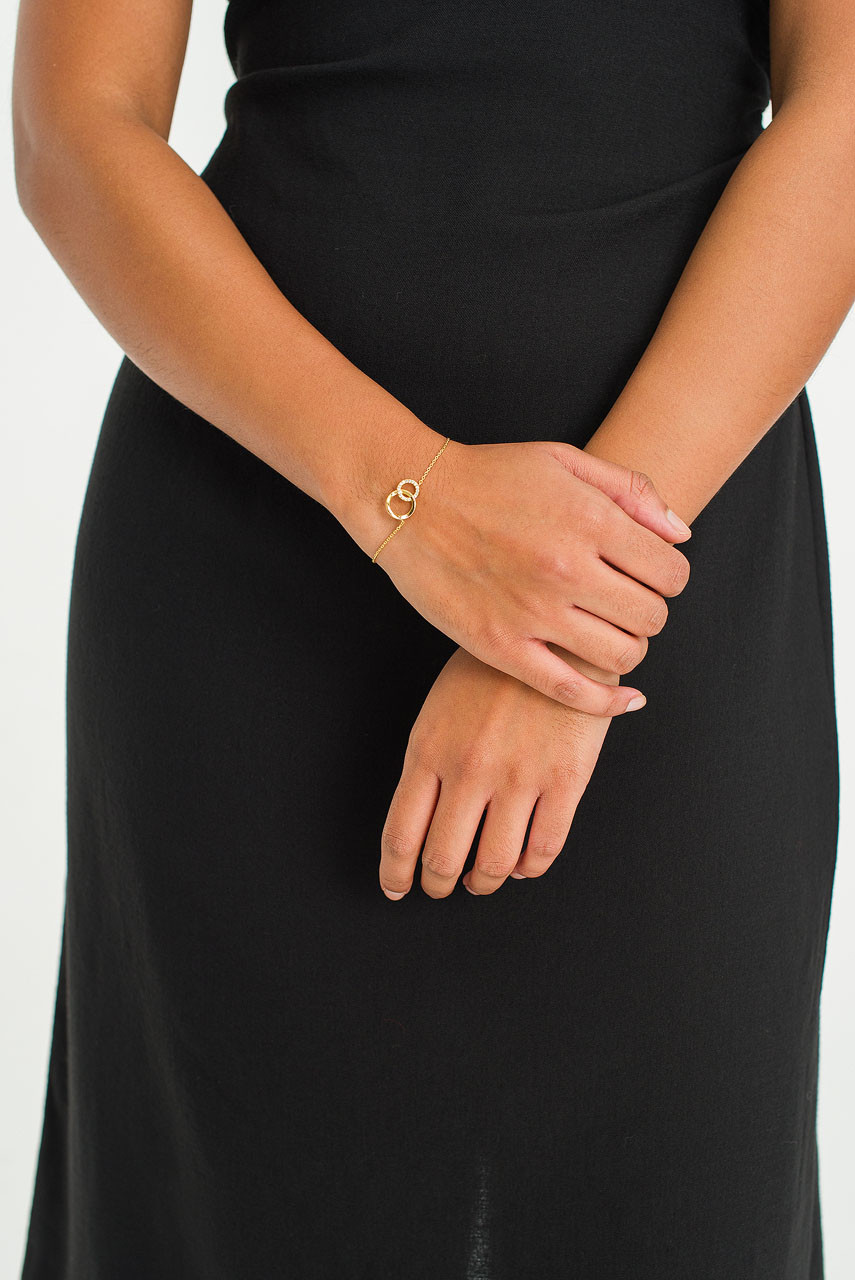 Twin Circle Bracelet, Gold Plated