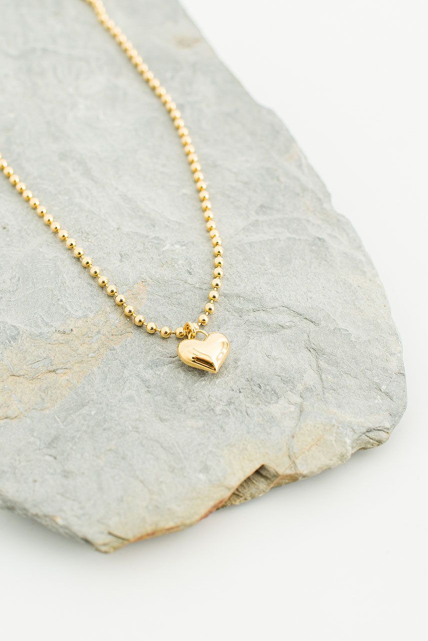 Chunky Heart Charm Choker, Gold