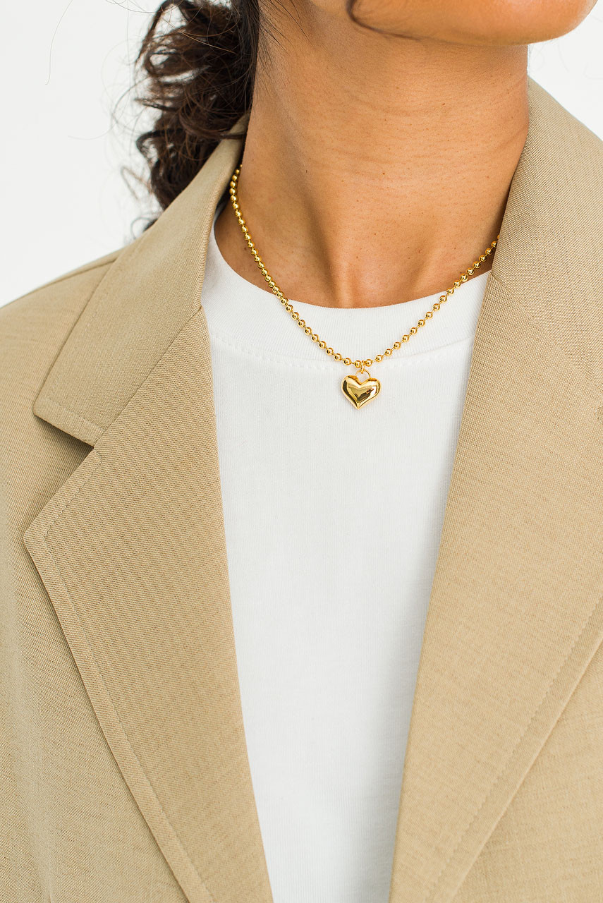 Chunky Heart Charm Choker, Gold