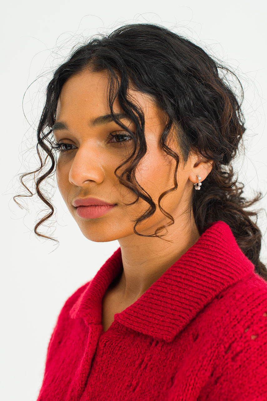 Yui Mini Pearl Hoop Earrings, Silver