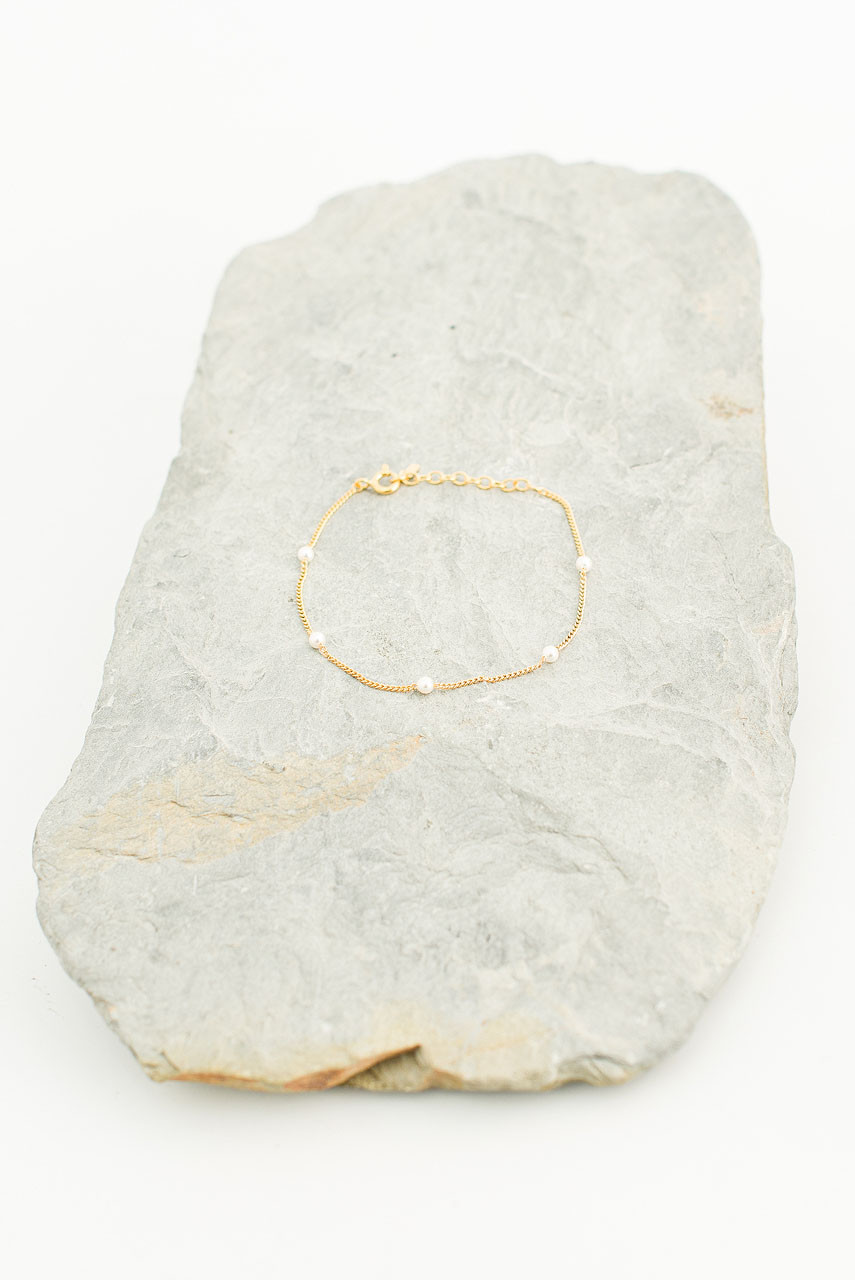 Yui Mini Pearl Bracelet, Gold