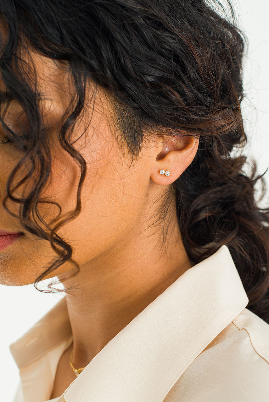 Sayaka Crystal Studs, Gold