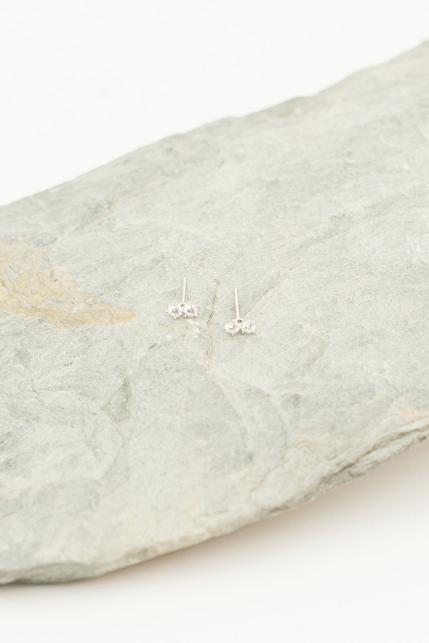 Sayaka Crystal Studs, Silver