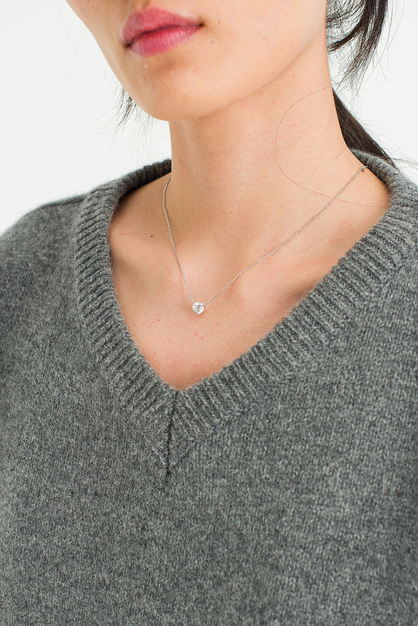 Sena Crystal Necklace, Silver