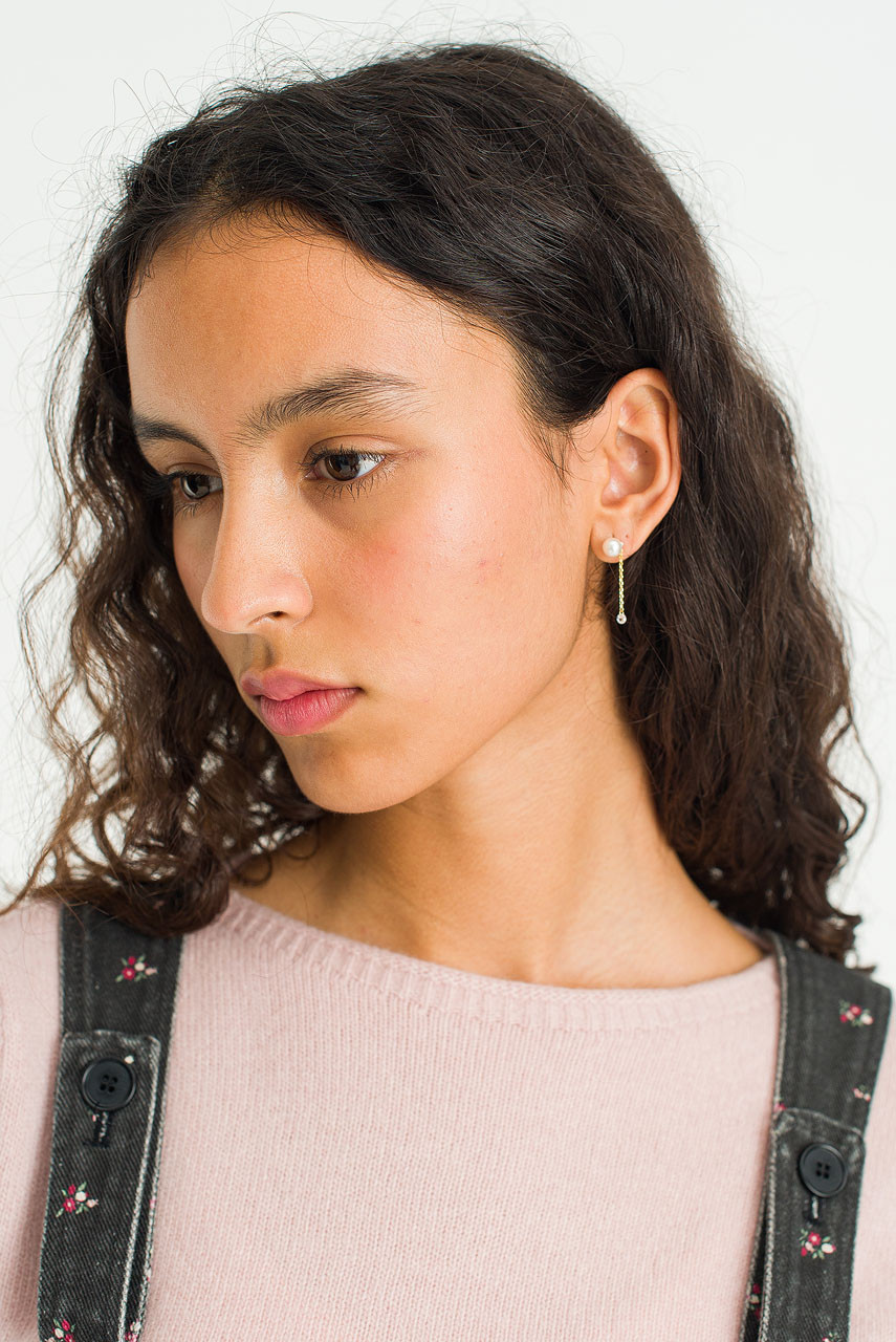 Hinari Pearl Crystal Drop Earrings, Gold