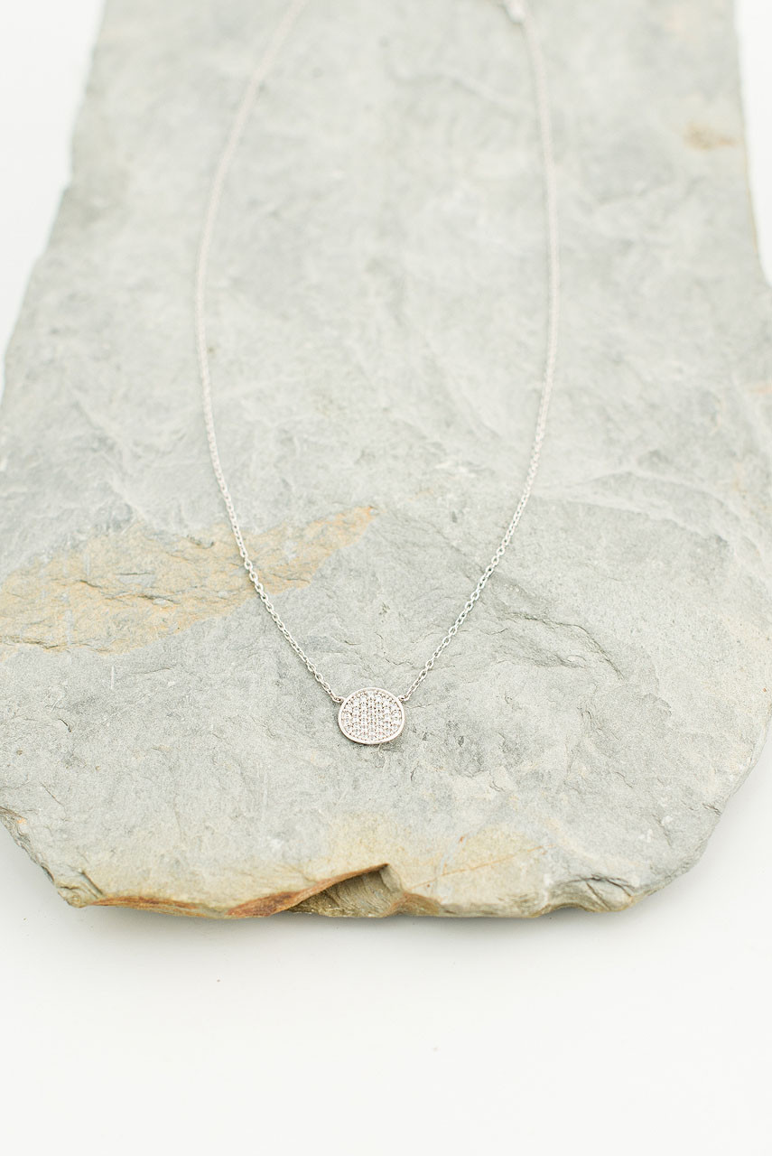 Juniper Circle Crystal Necklace, Silver