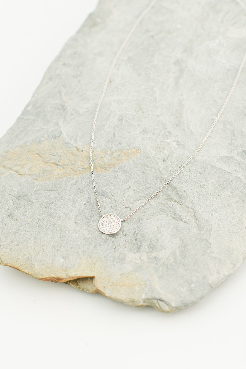 Juniper Circle Crystal Necklace, Silver