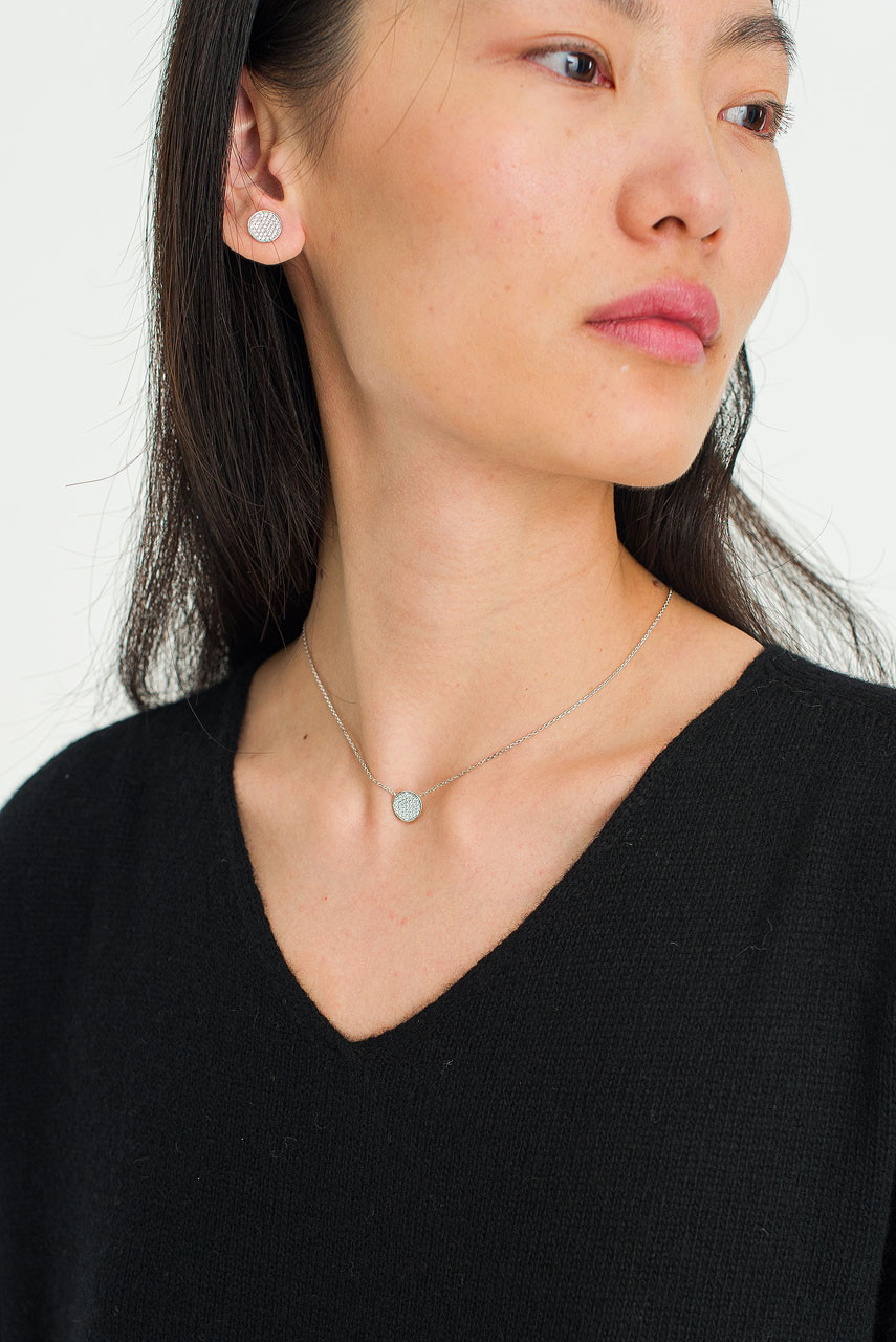 Juniper Circle Crystal Necklace, Silver