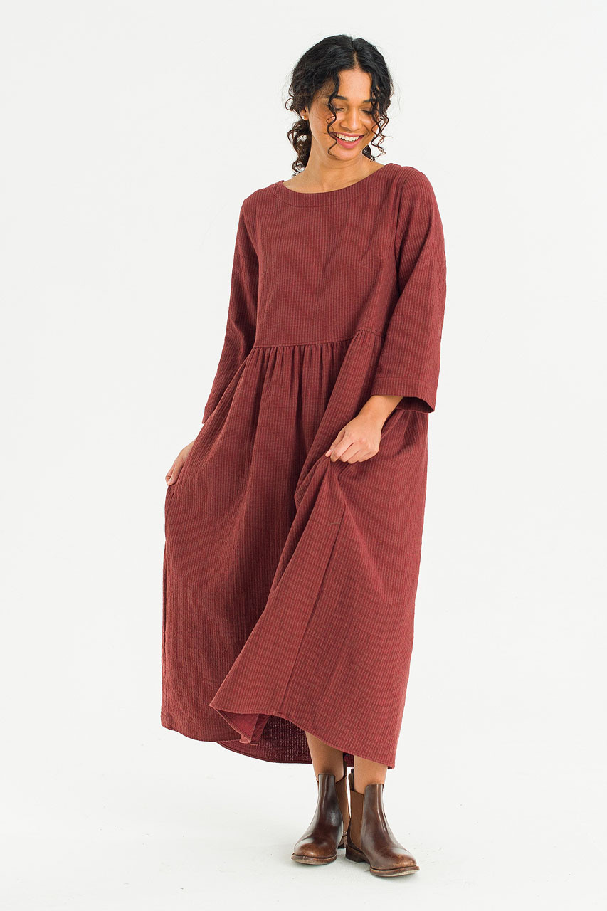 Elsa Double Face Relax Dress, Burgundy