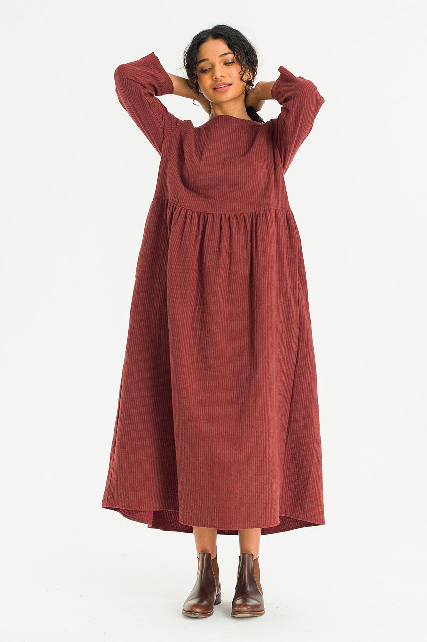 Elsa Double Face Relax Dress, Burgundy