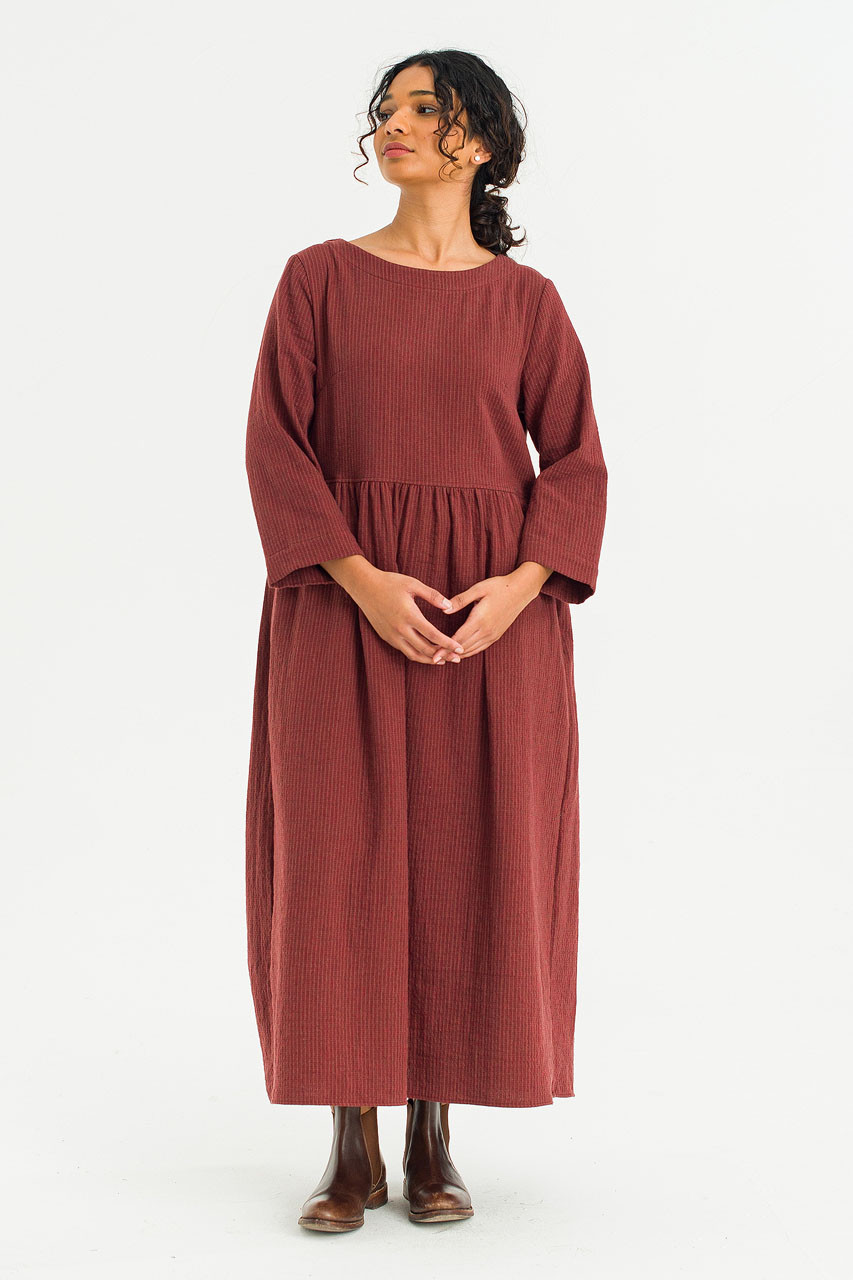 Elsa Double Face Relax Dress, Burgundy