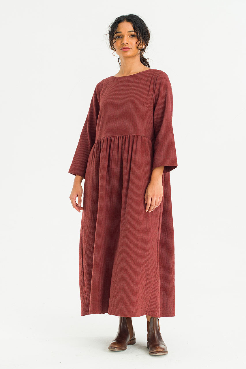 Elsa Double Face Relax Dress, Burgundy