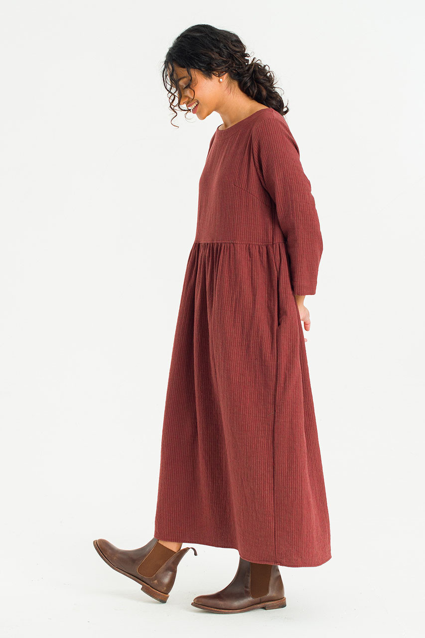 Elsa Double Face Relax Dress, Burgundy