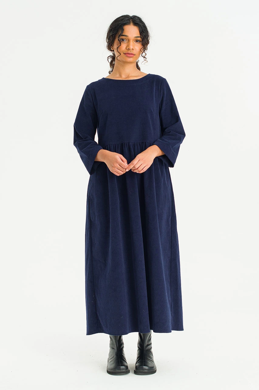 Elsa Cord Relax Dress, Navy
