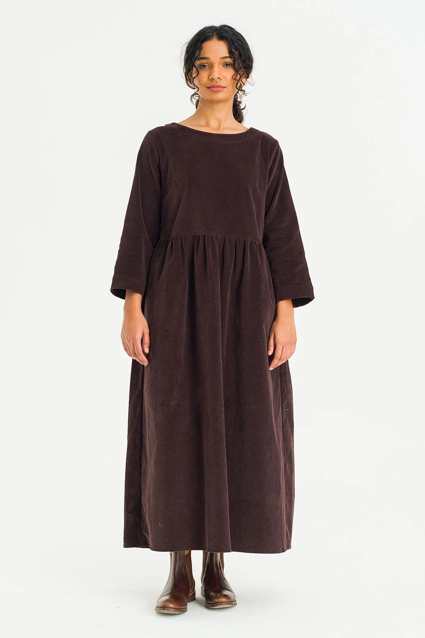 Elsa Cord Relax Dress, Brown
