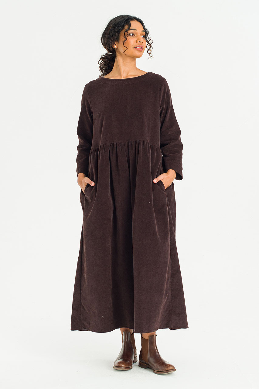 Elsa Cord Relax Dress, Brown