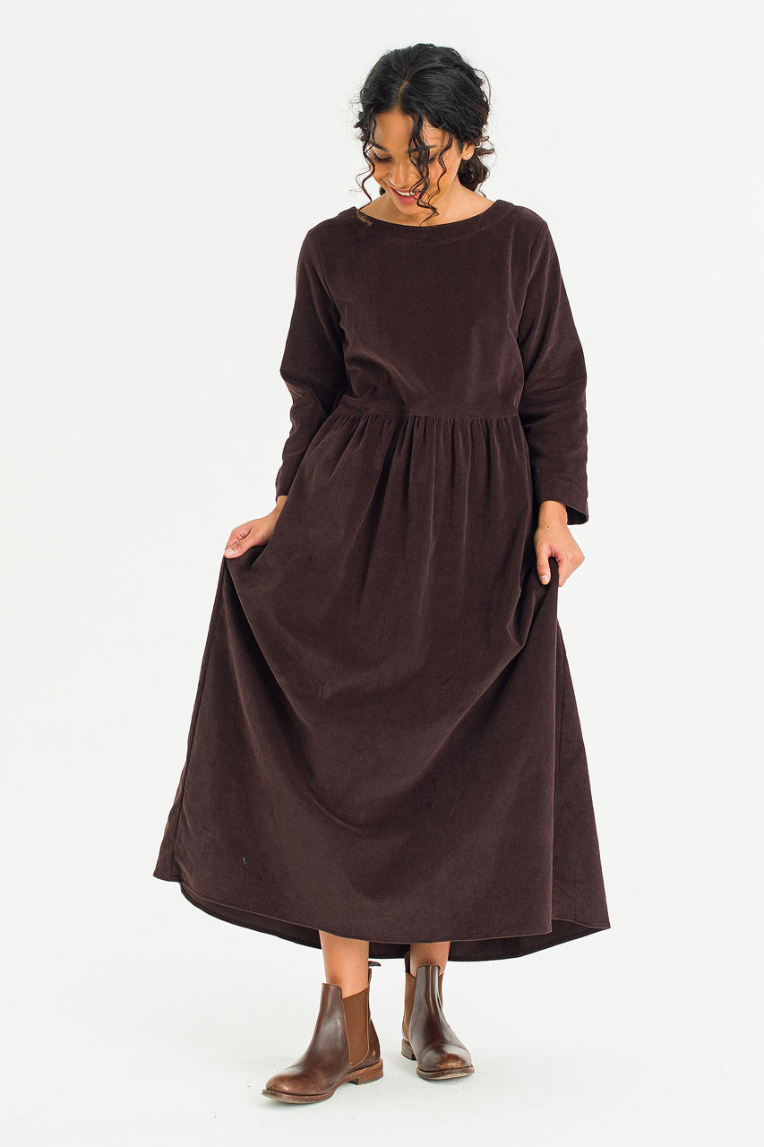 Elsa Cord Relax Dress, Brown
