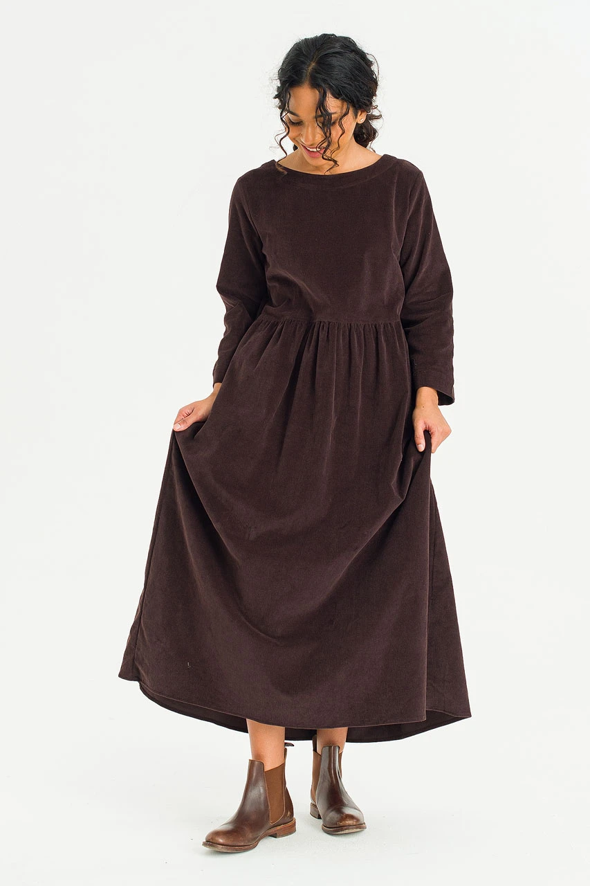 Elsa Cord Relax Dress, Brown