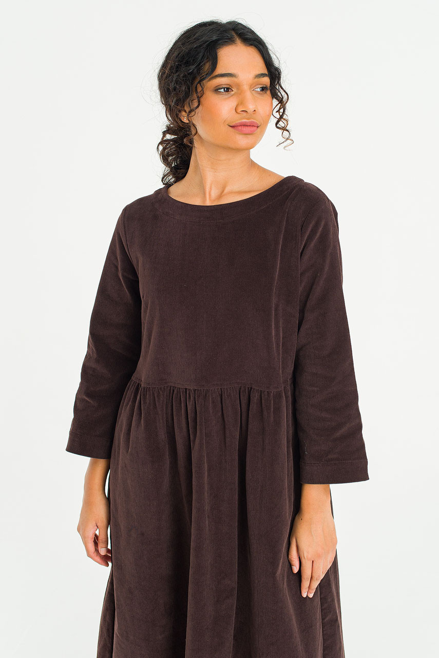 Elsa Cord Relax Dress, Brown