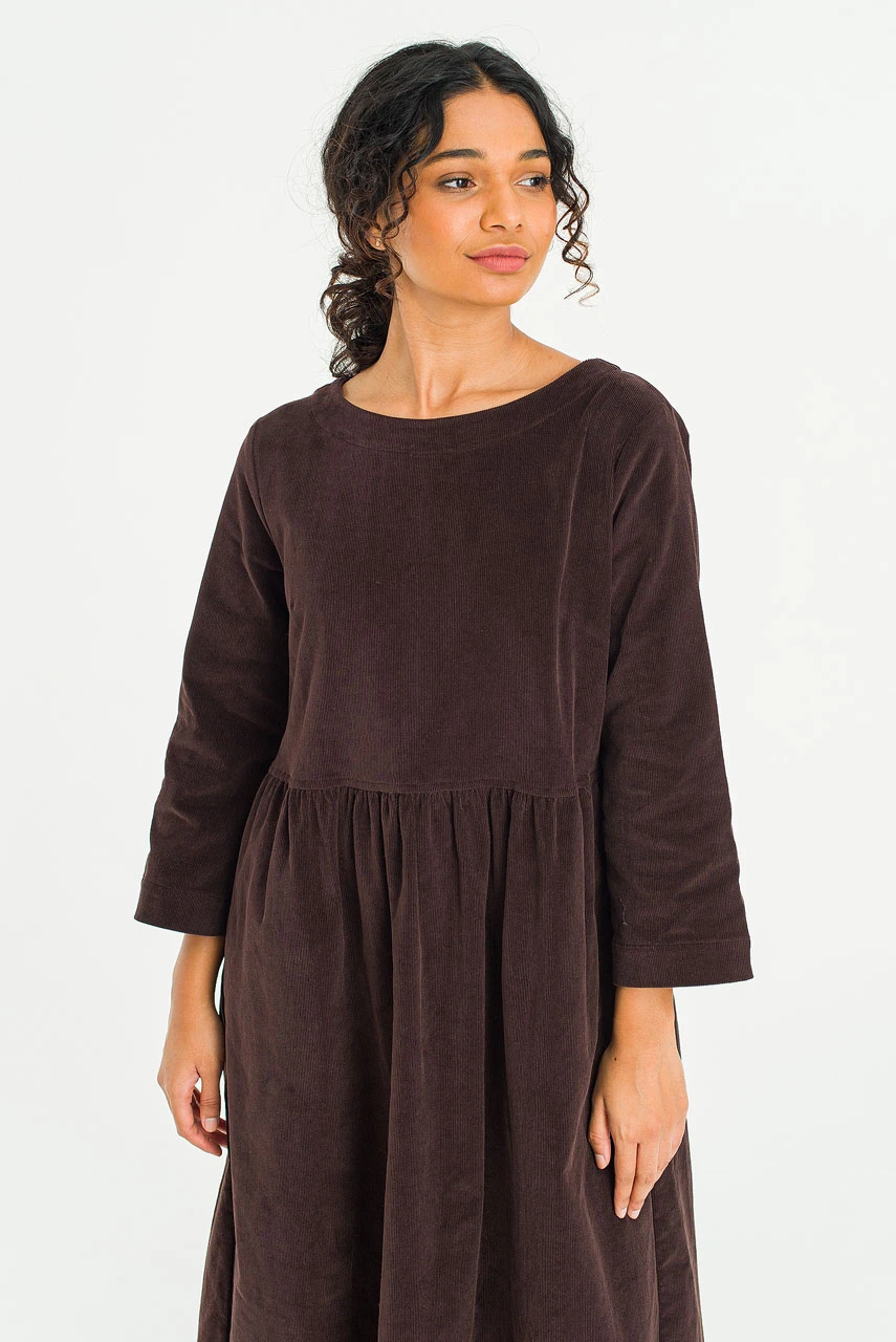 Elsa Cord Relax Dress, Brown