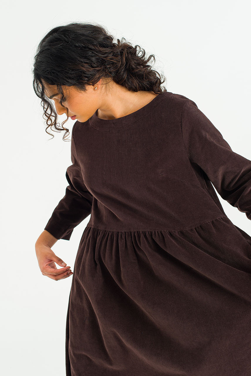 Elsa Cord Relax Dress, Brown