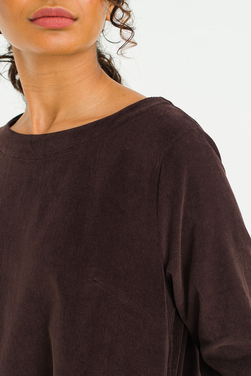 Elsa Cord Relax Dress, Brown