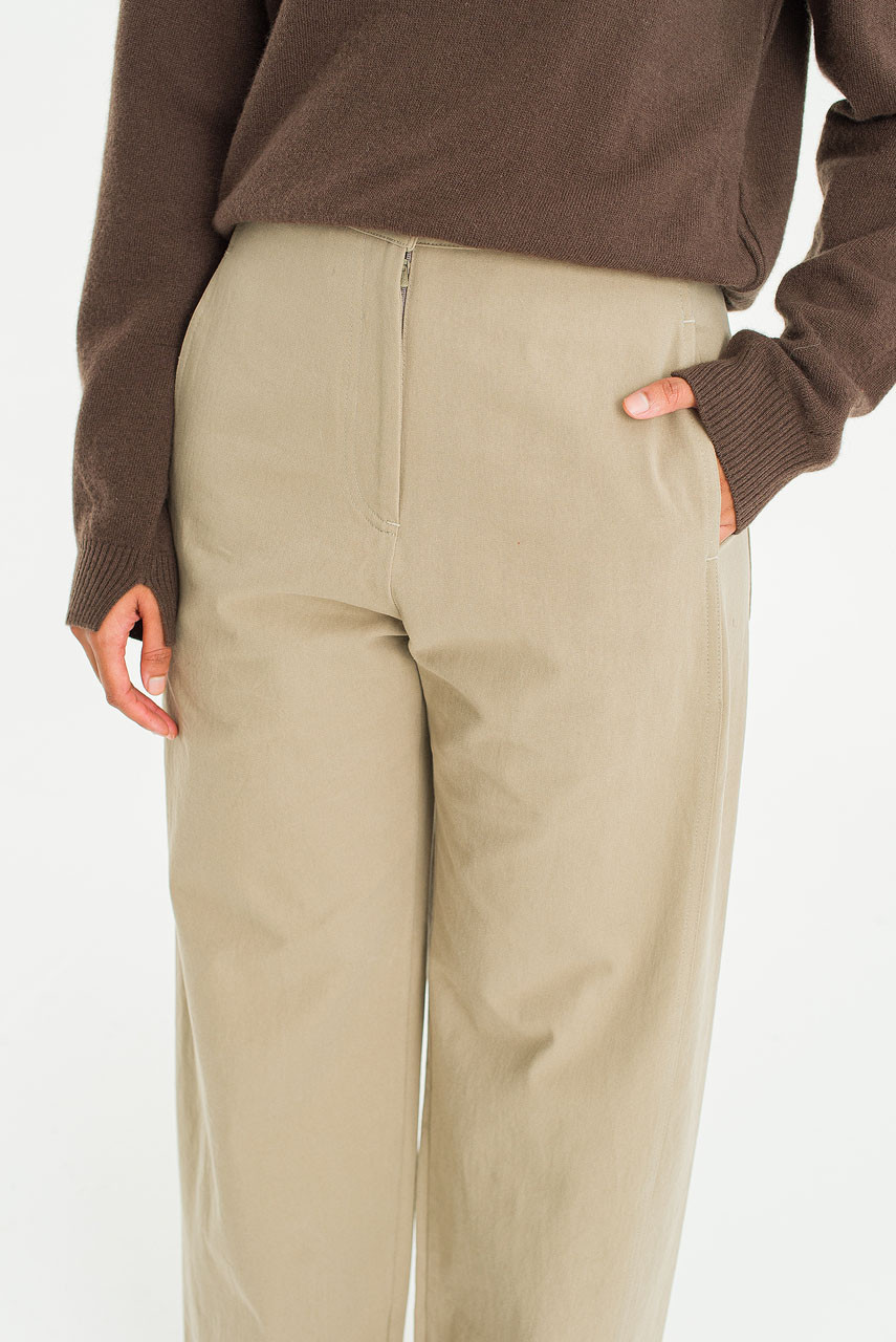 Moss Path Curved Pants, Khaki
