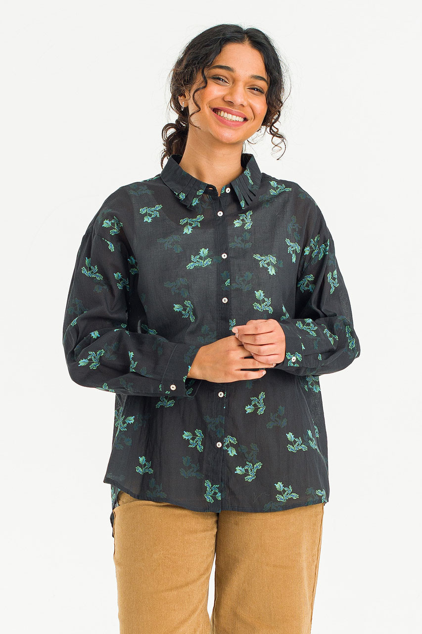 Lavender Pleated Collar Blouse, Black